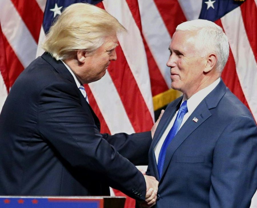 President-elect Trump and Vice-President elect Mike Pence shake hands. Photo courtesy of http://www.forbes.com/sites/ralphbenko/2016/07/17/picking-mike-pence-really-was-a-grand-slam-for-donald-trump/#3c7f733d46ba