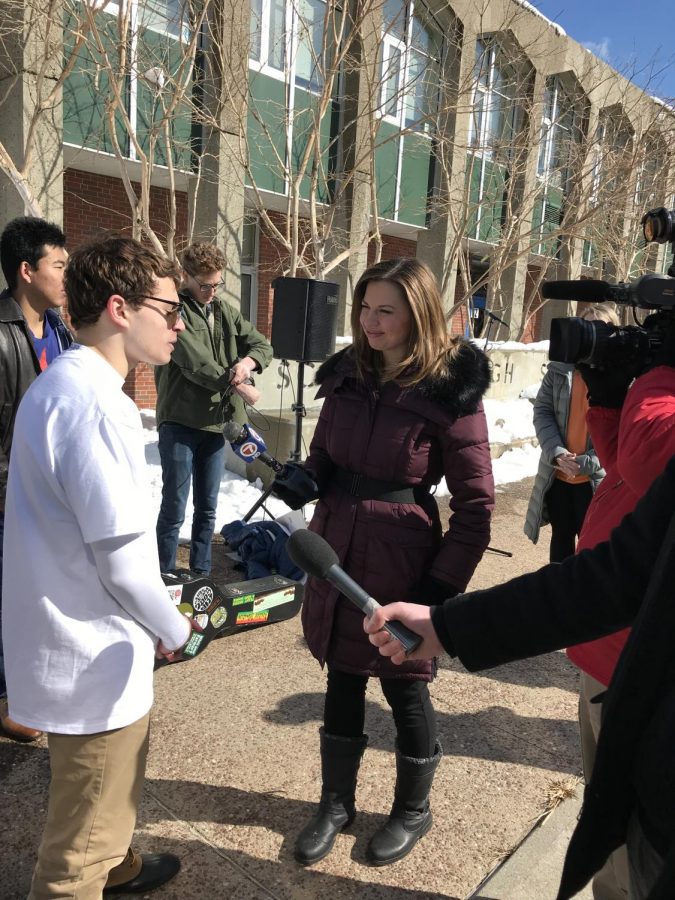 Ryan Frankel was interviewed by Kim Lucey from Channel 7 after SHS walkout on March 15 