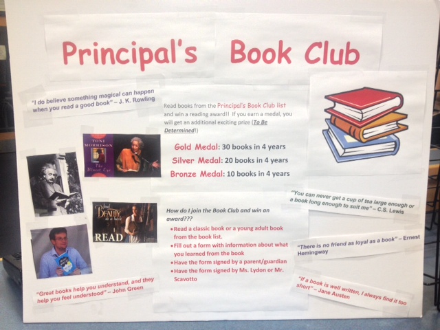 The Principal's Book Club promotes reading outside of school