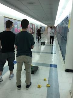 Seniors in Mrs. Hall's English class participated in a game of corn hole as a consolation prize for missing Senior Skip Day