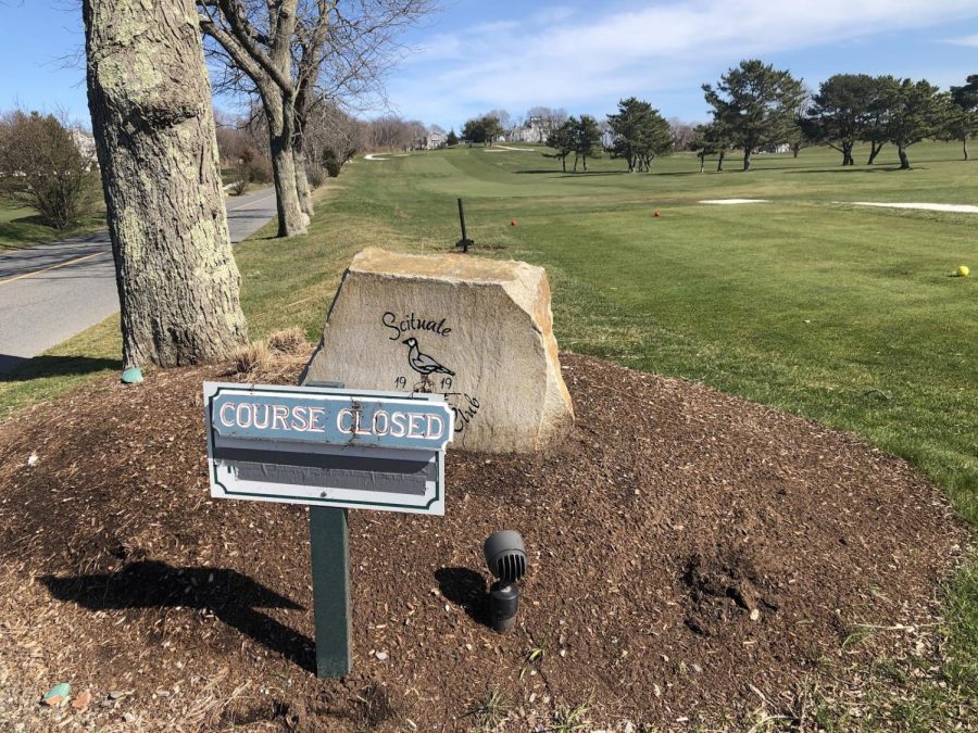 Scituate Country Club displays “Course Closed” sign following state closures amongst the COVID-19 Pandemic