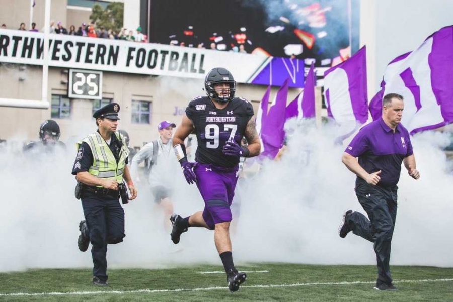 Joe Gaziano takes the field for Northwestern University