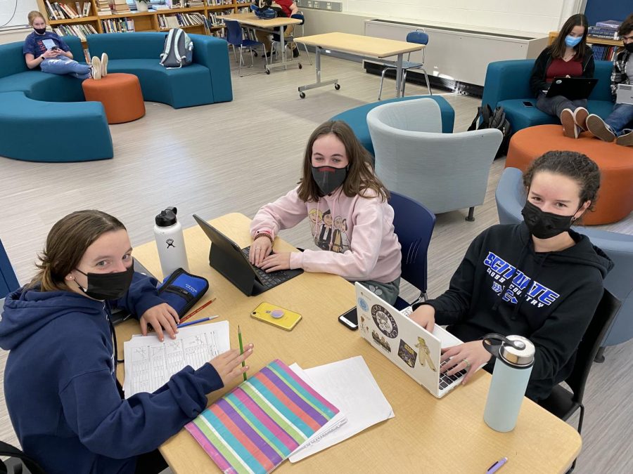 SHS freshmen Kelsie Modder, Caitlin Quinlan, and Aisling O'Leary enjoy spending time together during LIFT on Wednesdays
