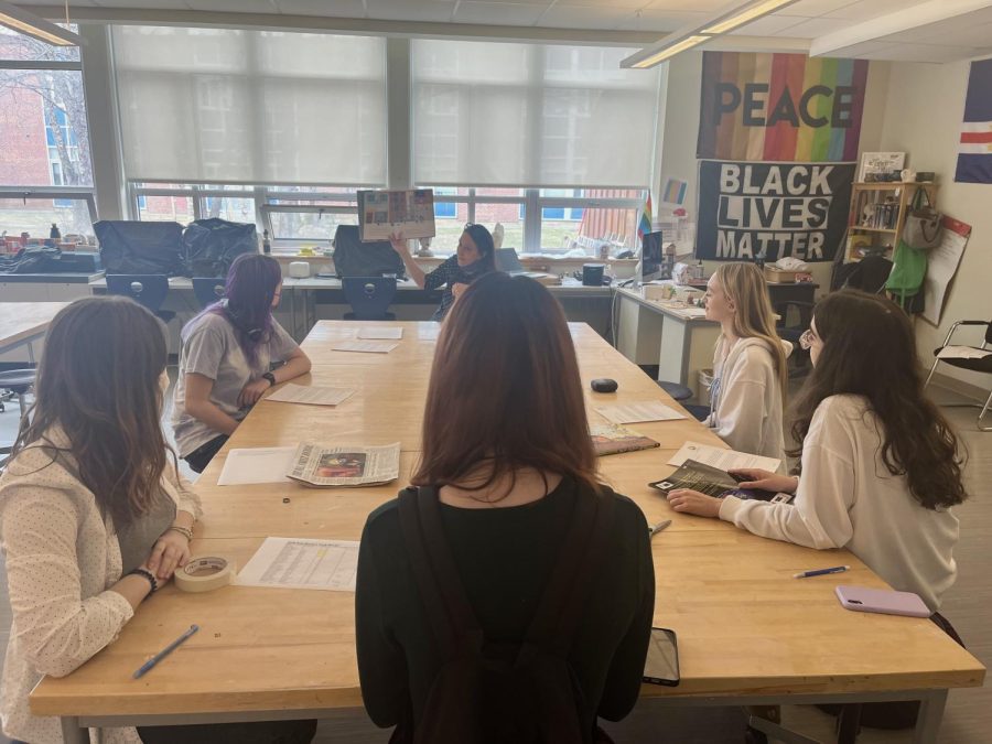 Anti-Racism Club members discuss which books will be appropriate to read at Cushing Elementary School 