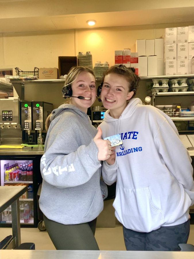 SHS seniors Valentine McNeilly and Gabby Walsh enjoy spending time together while serving customers at Gunther Tooties