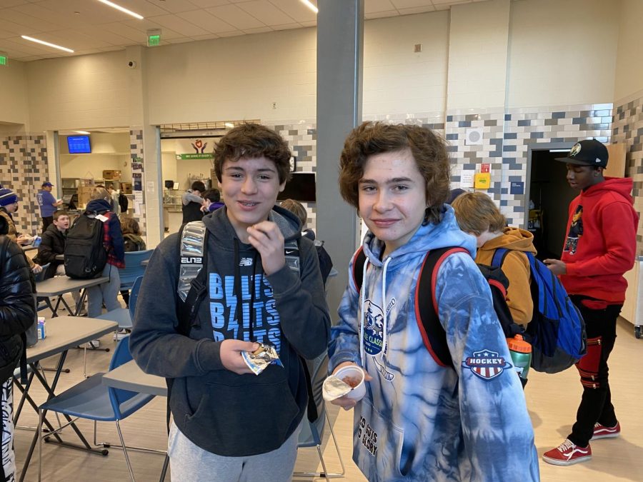 Gates students Brennan Lozano and Robert Fenton enjoy breakfast at school