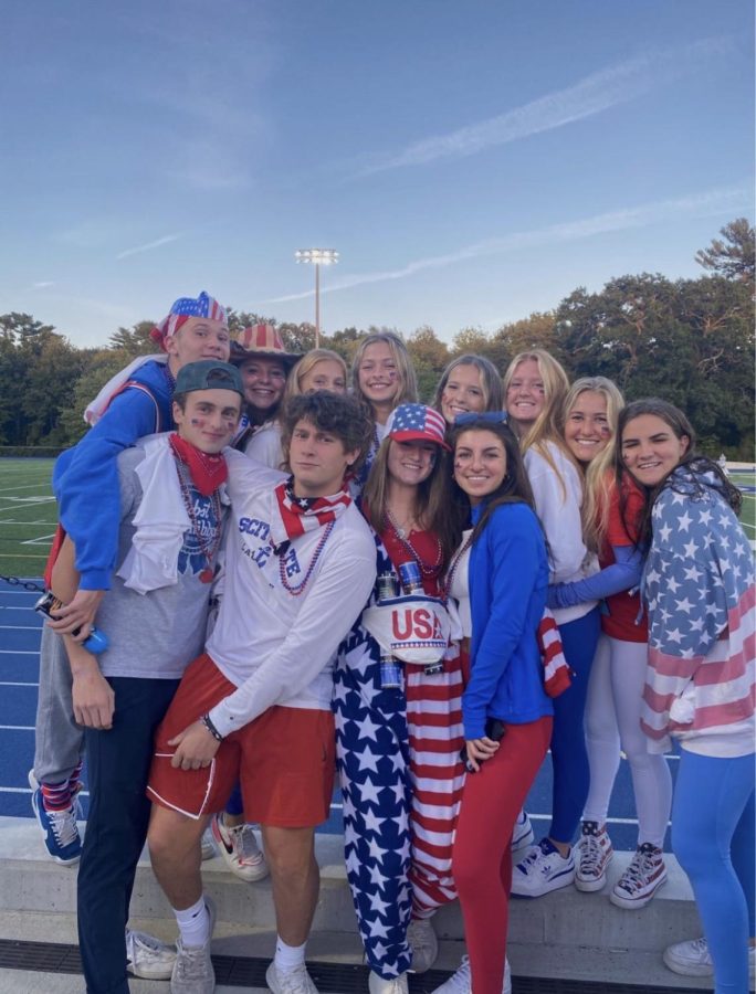 USA-themed football game fans show their American pride