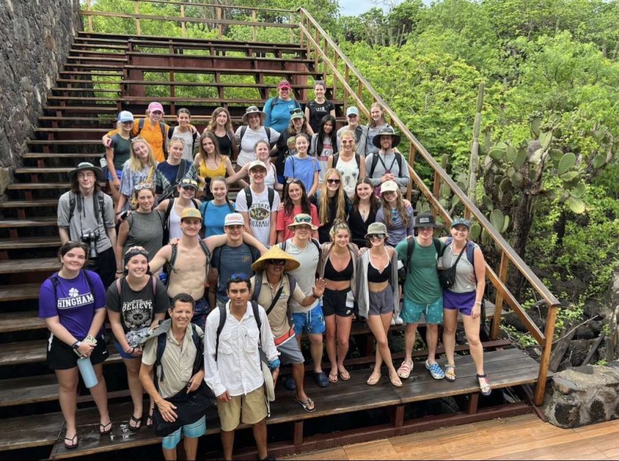 SHS students and staff posed for a group photo when they visited the Galapagos Islands