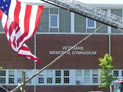 U.S. Flag flown during Memorial Day celebration in Scituate