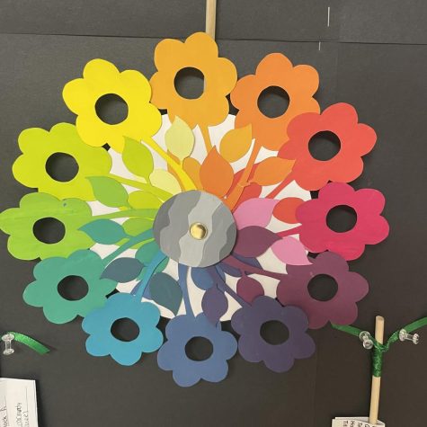 7th Grader Lily Shepards Flower Pinwheel was featured during this years Spring for the Arts 