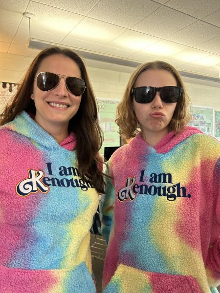 SHS English teacher Anne Blake celebrated Barbie and Ken Day with sophomore Millie Murphy when they wore matching Kenough sweatshirts.