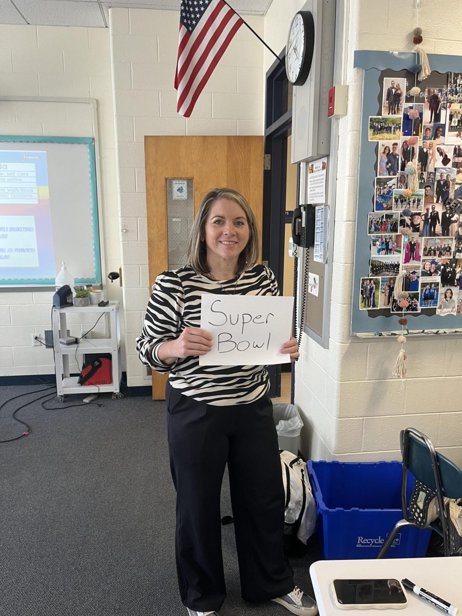 Special education teacher Janna Downing shares Super Bowl predictions with her students