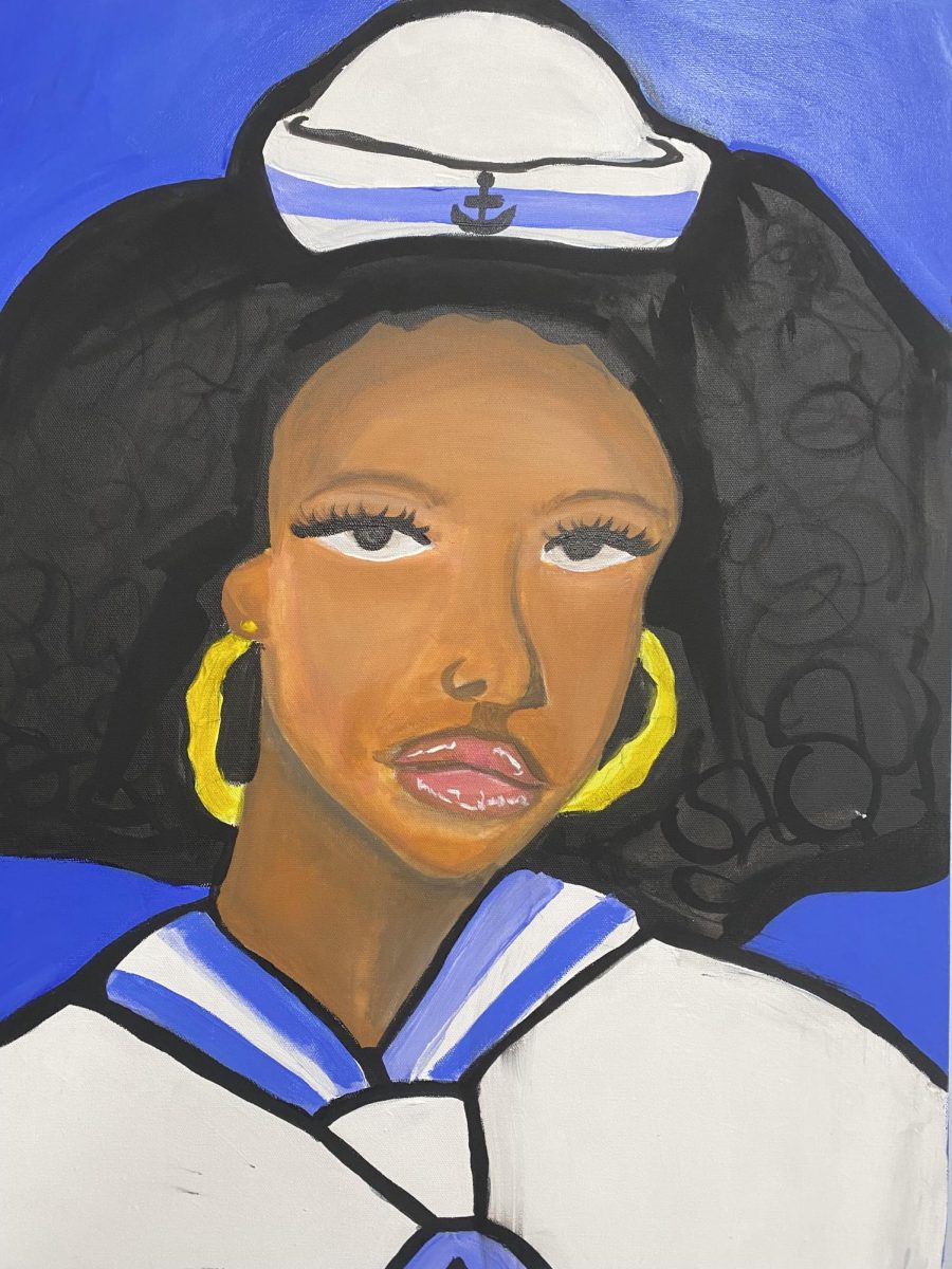 Leilana Sequea's painting of a Black SHS sailor was honored during the recent Black History Month celebration