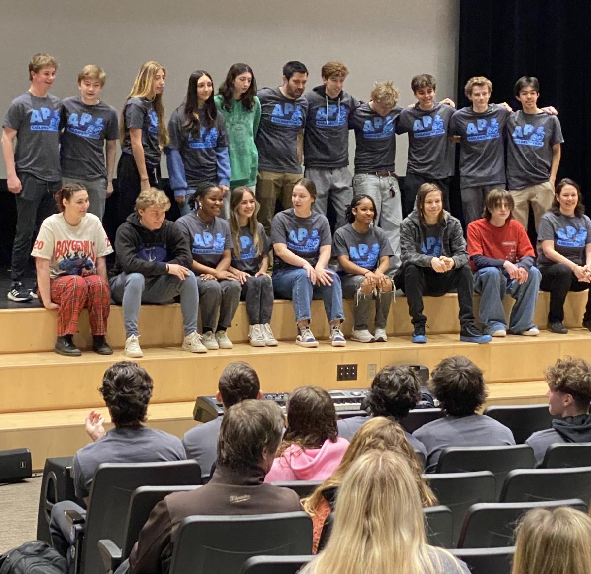 SHS AP mathematics students pose for a group photo with their teachers, Kerri Hallihan and Phill Blake