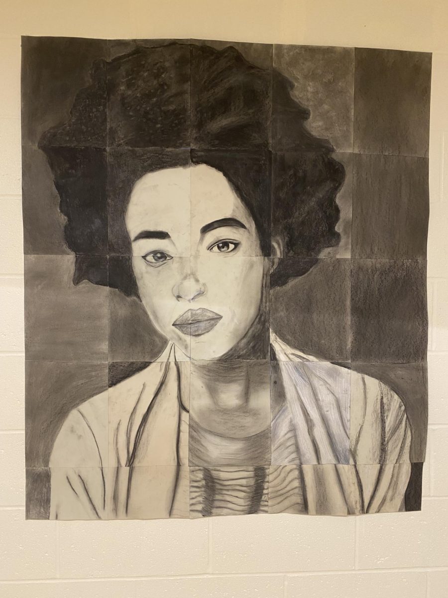 Amanda Gorman was the subject of a collaborative mural project completed by Introduction to Art students