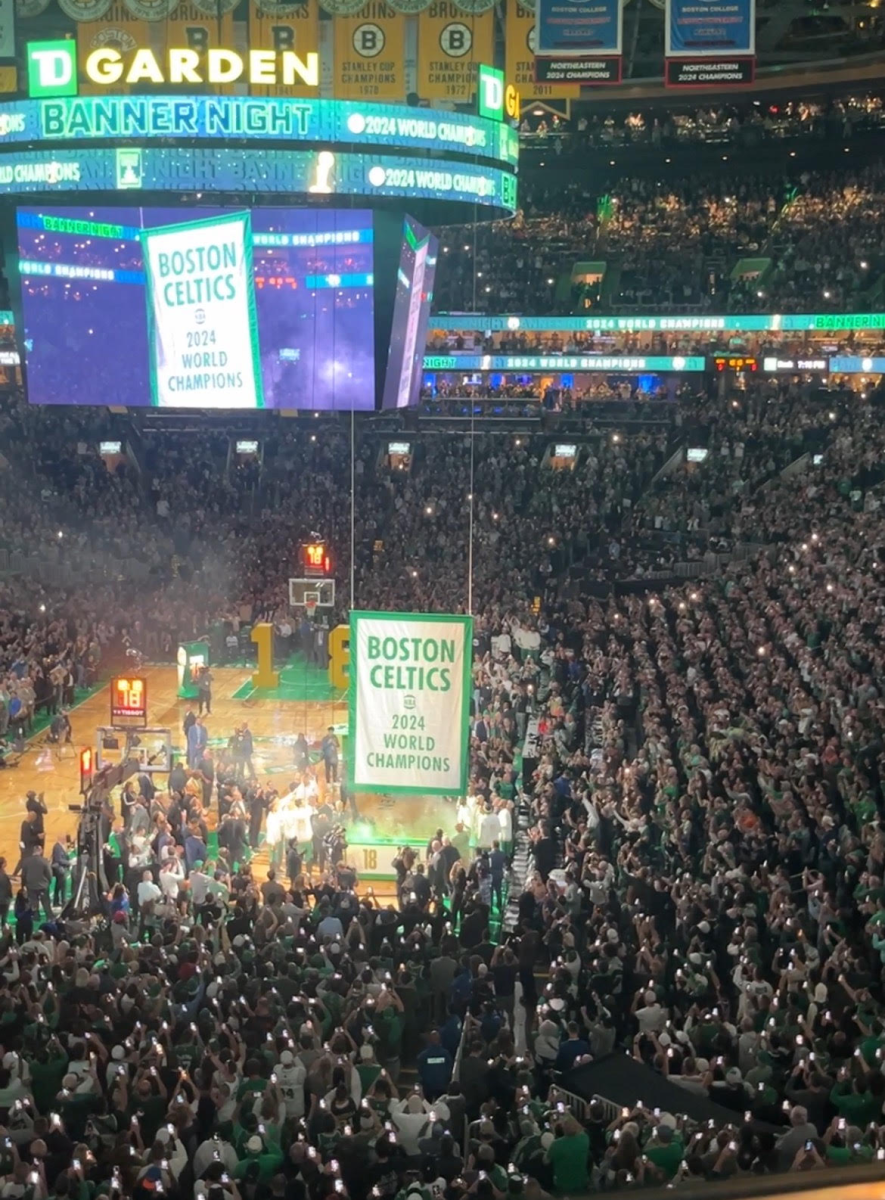 October 22nd season opener banner raising ceremony at TD Garden 