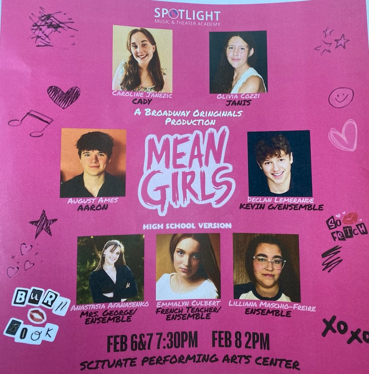 Pictured: Caroline Janezic, August Ames, Goose Afanasenko, Emmalyn Culbert, Lilliana Maschio-Freire, Declan Lemerande, and Olivia Cozzi